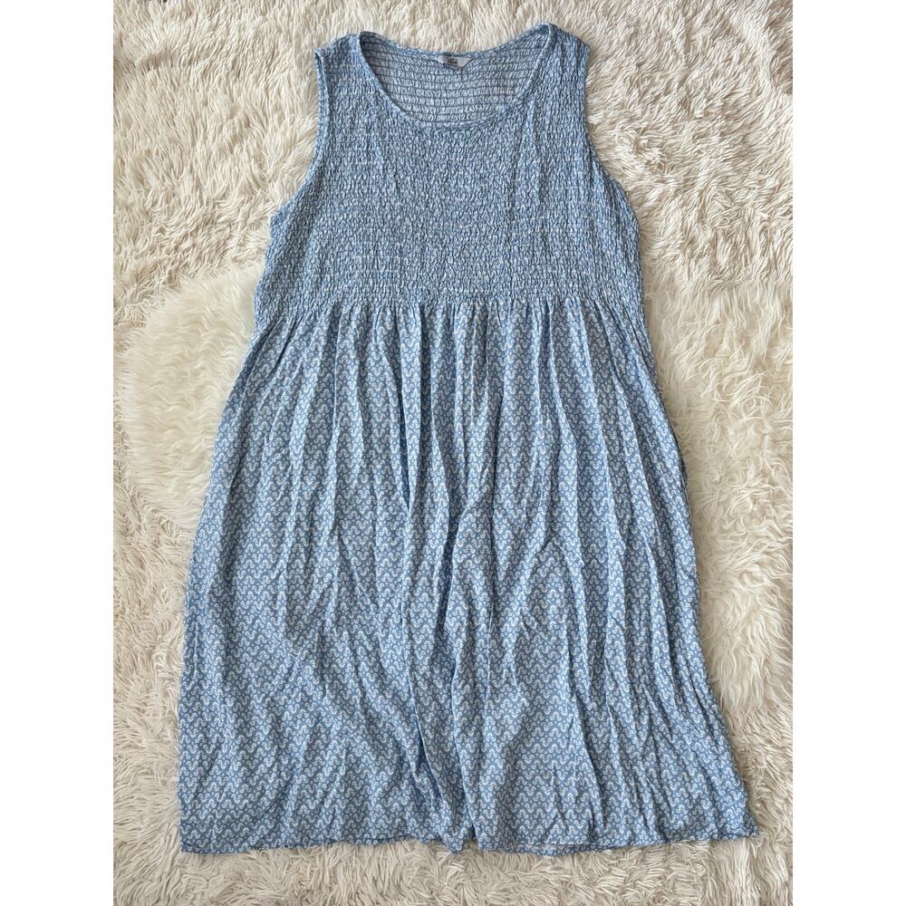 Croft & Barrow Smocked Swing Midi Dress in Light Blue Floral, size 3X